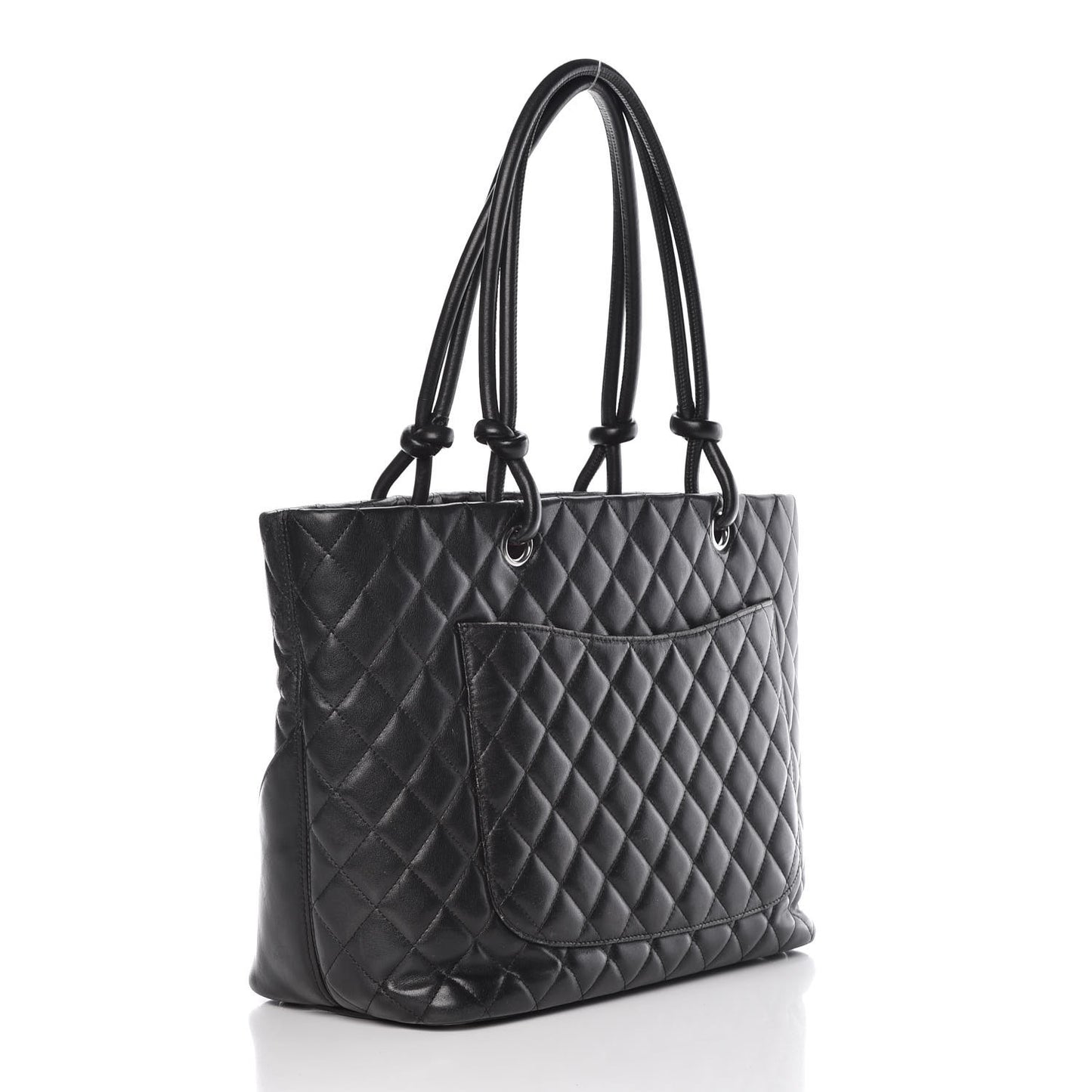 Calfskin Quilted Large Cambon Tote Black