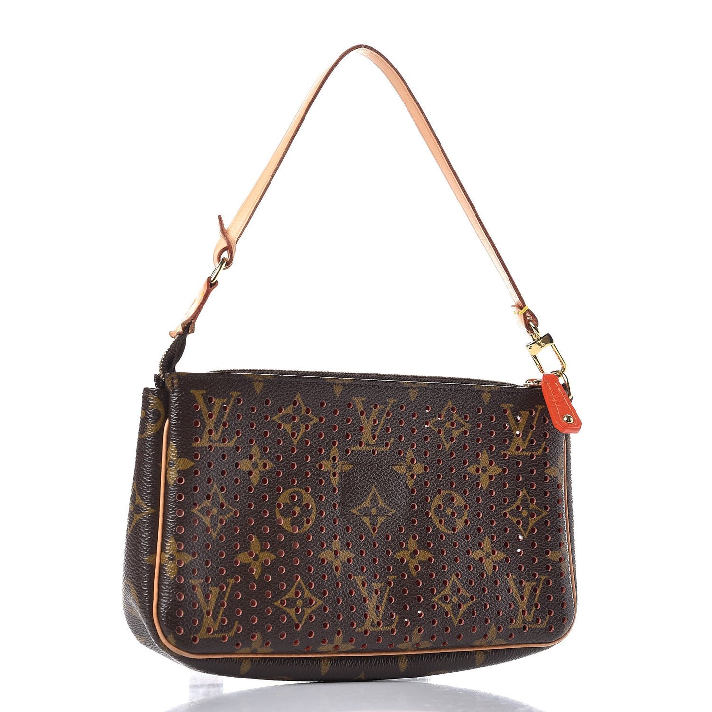 Monogram Perforated Pochette Accessories Bag Orange