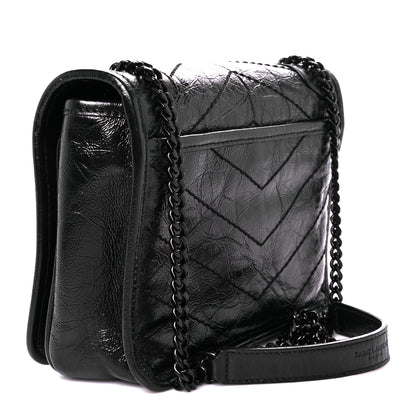 Saint Laurent Crinkled Calfskin Matelasse Monogram Niki Chain Wallet Black 3 of 10