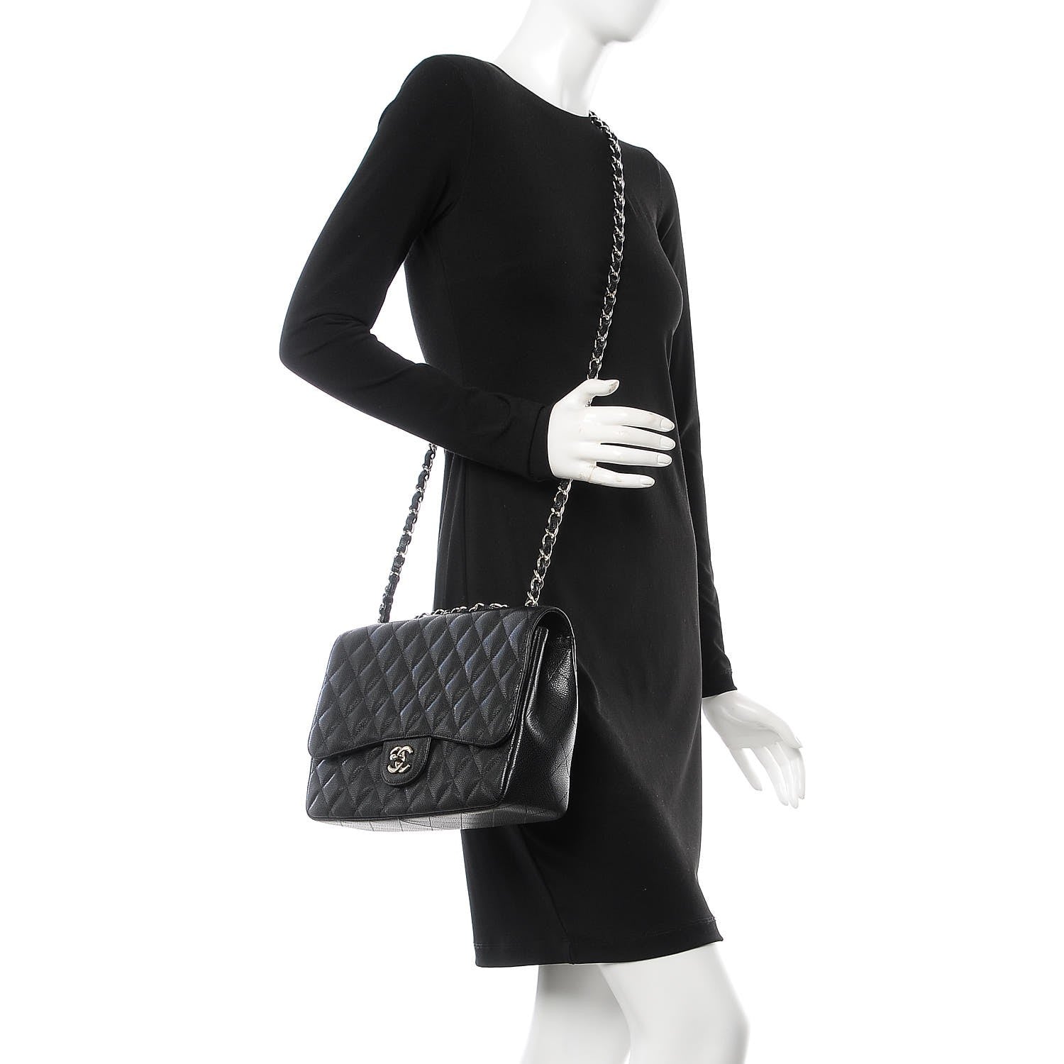 Chanel Caviar Quilted Jumbo Single Flap Black 2 of 9