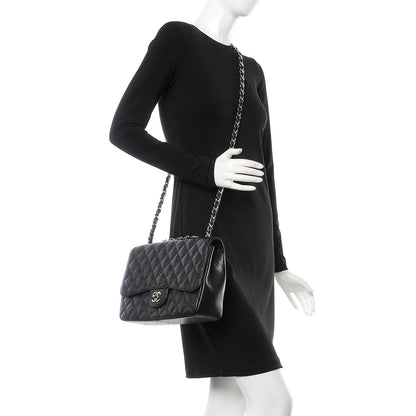 Chanel Caviar Quilted Jumbo Single Flap Black 2 of 9