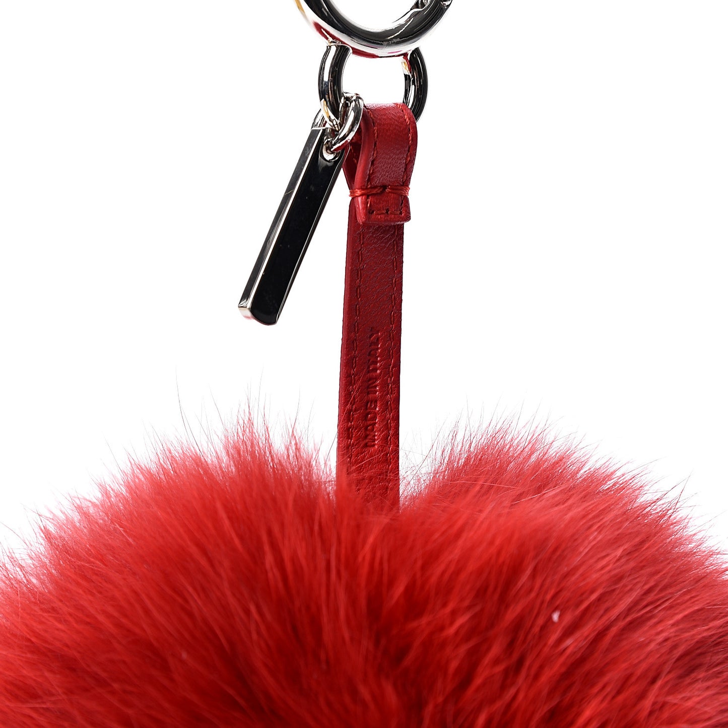 Fox Fur L ABCharm Pom Pom Bag Charm Red Blue