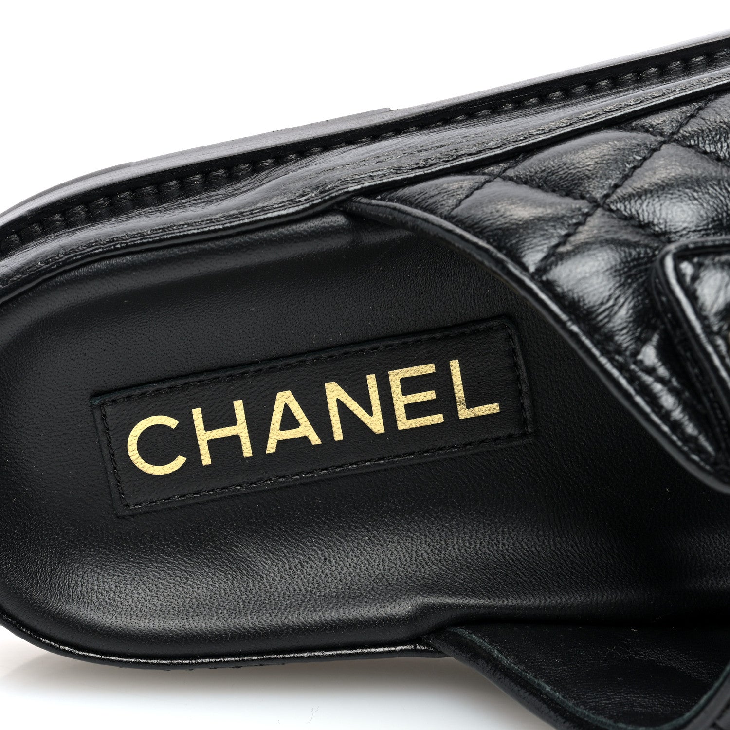 Chanel Lambskin Quilted Velcro Dad Chain CC Slide Sandals 36.5 Black 7 of 7