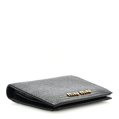 Miu Miu Vernice Lizard Embossed Wallet Black 4 of 6