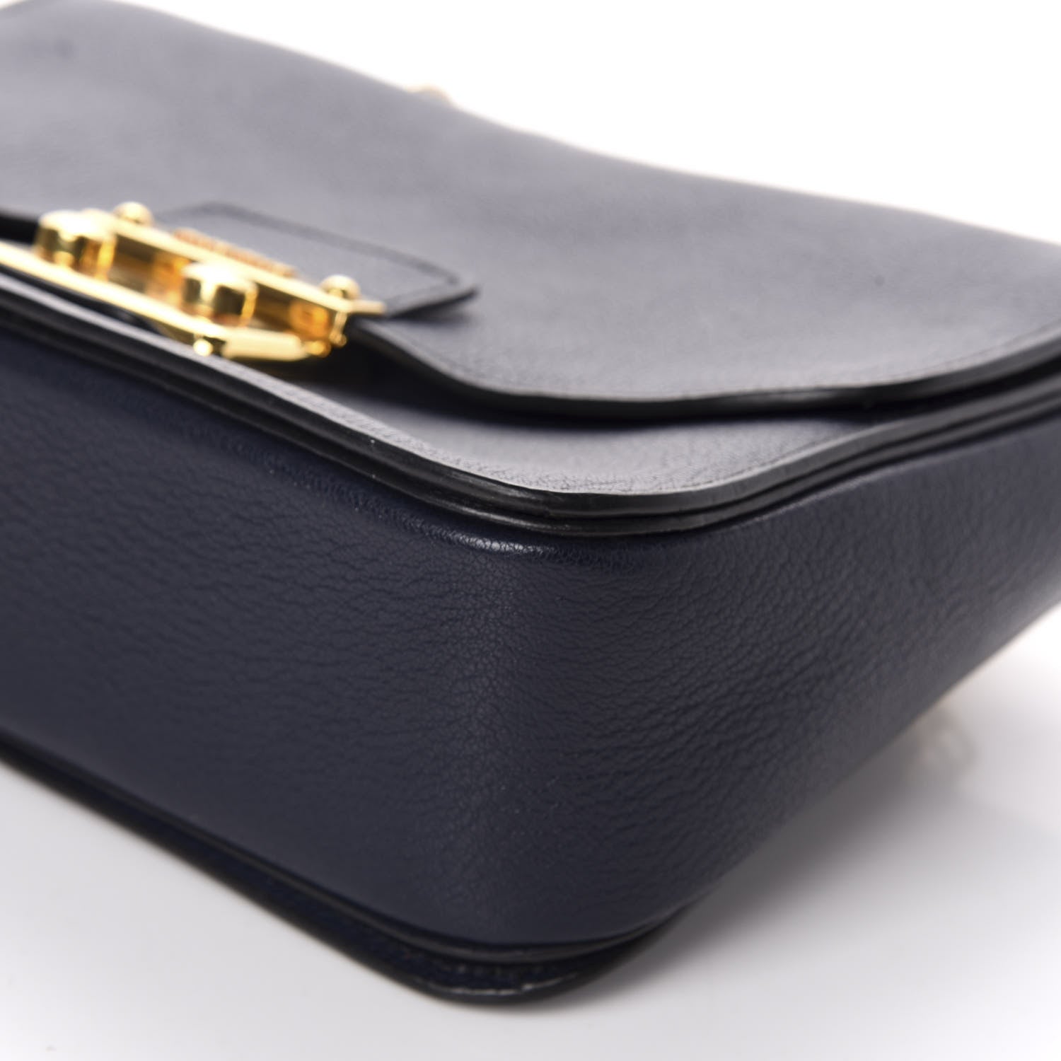 Miu Miu Goatskin Madras Shoulder Bag Navy 8 of 13