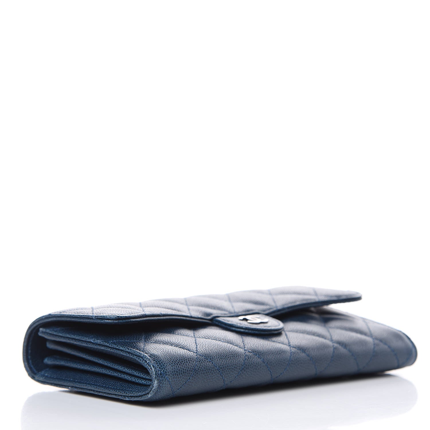 Chanel Caviar Quilted Large Gusset Flap Wallet Navy 4 of 14