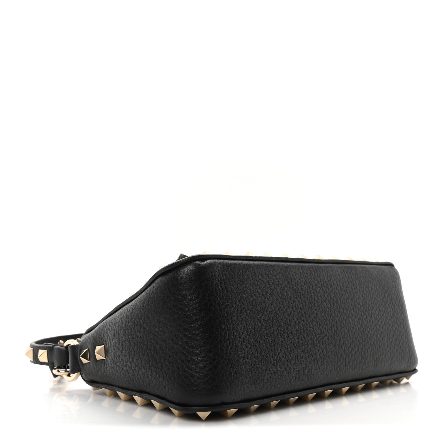 Pebbled Calfskin Small Rockstud Flip Lock Shoulder Bag Black
