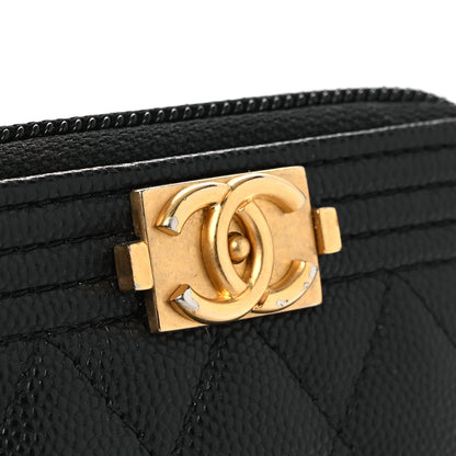 Chanel Caviar Quilted Boy Zip Around Coin Purse Wallet Black 8 of 9