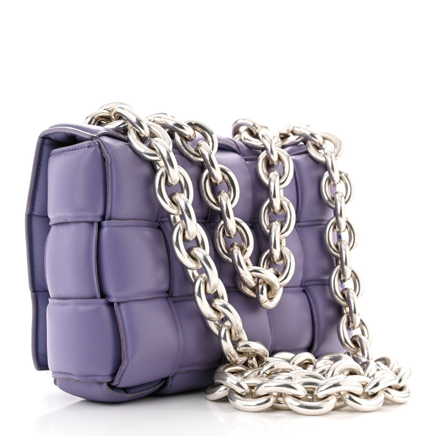 Lambskin Maxi Intreccio Padded Chain Cassette Crossbody Bag Lavender