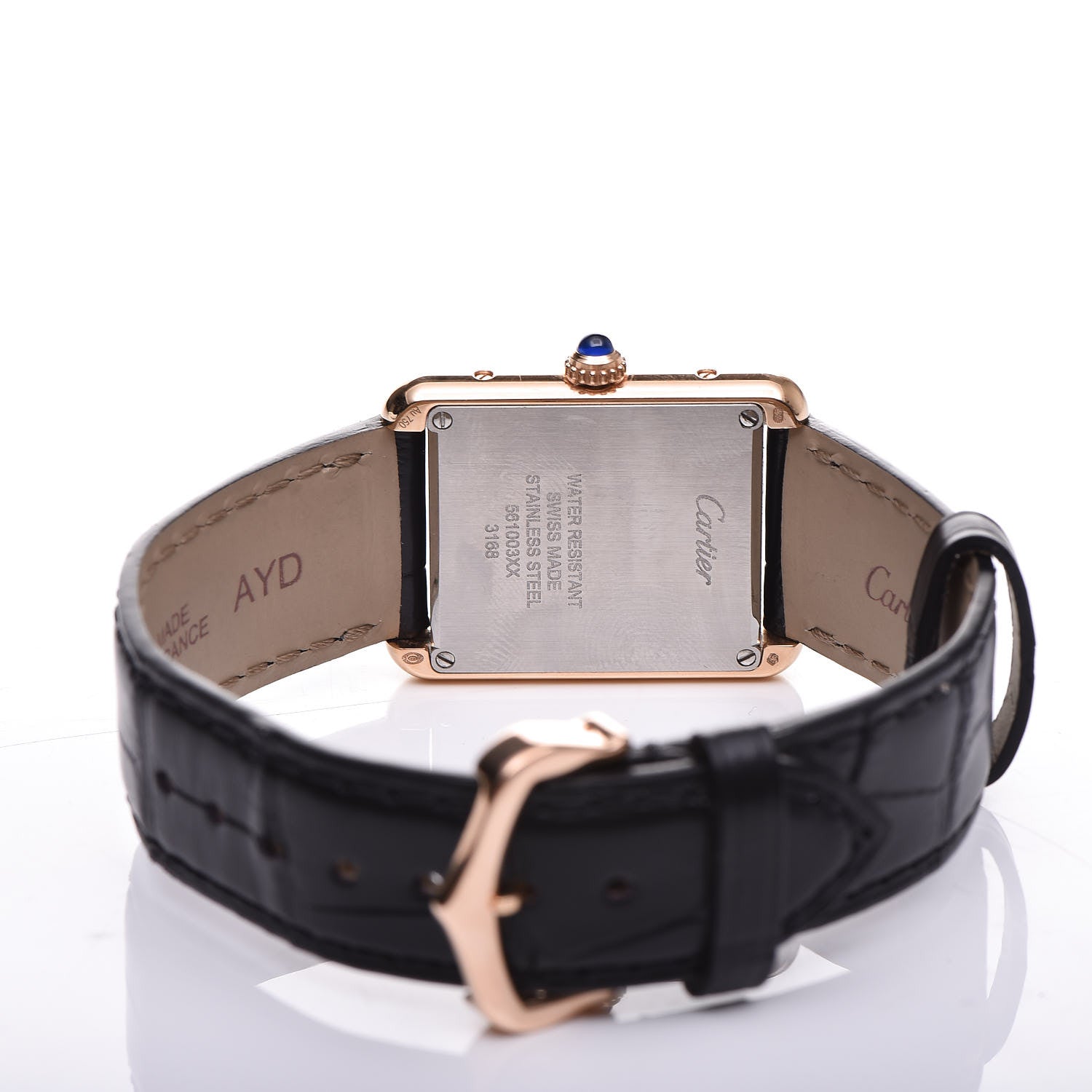 Cartier Stainless Steel 18K Pink Gold Alligator 24mm Tank Solo Quartz Watch Brown 4 of 7