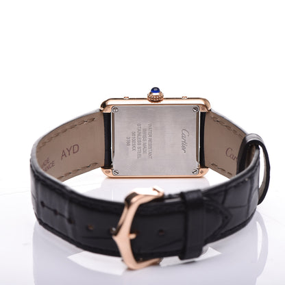 Cartier Stainless Steel 18K Pink Gold Alligator 24mm Tank Solo Quartz Watch Brown 4 of 7