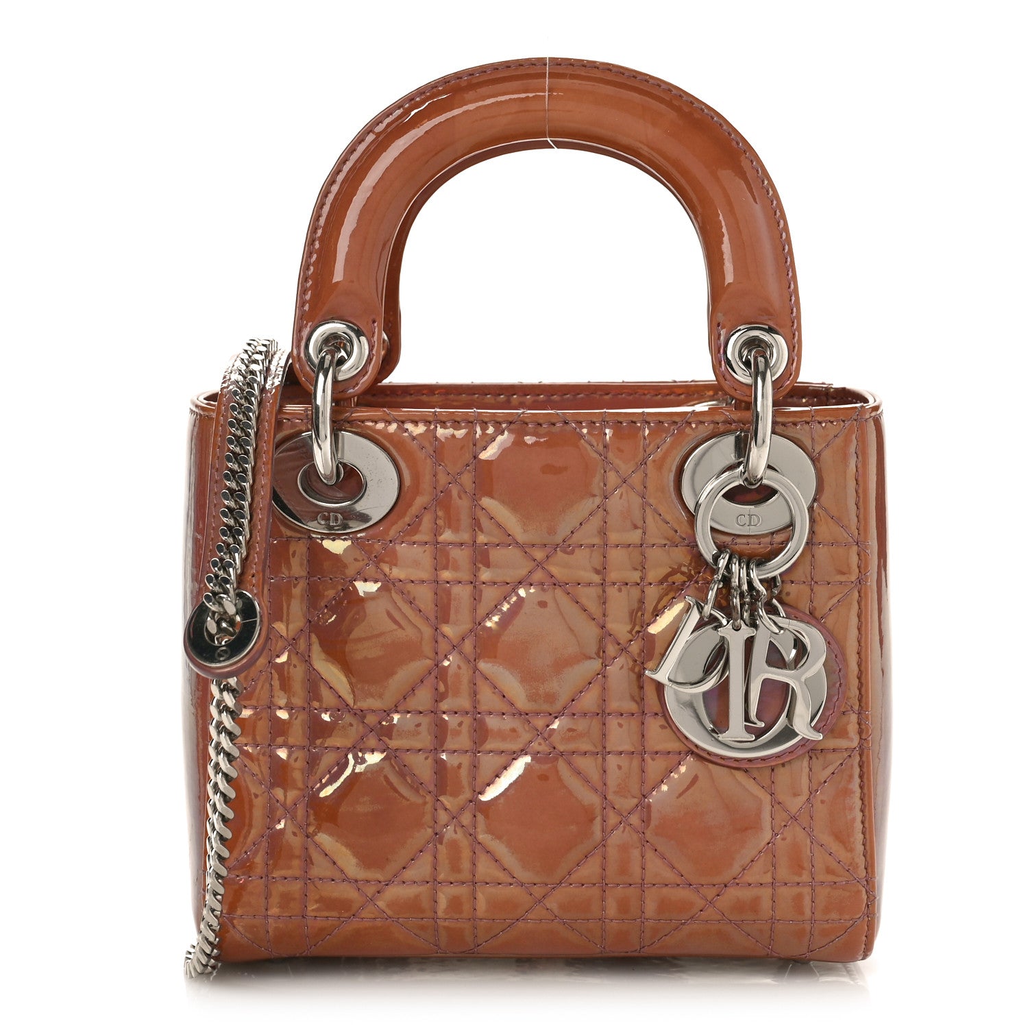Christian Dior Iridescent Patent Cannage Mini Lady Dior Pink 1 of 8