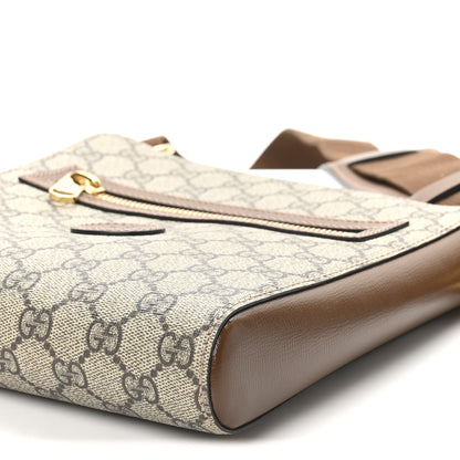 Gucci GG Supreme Monogram Azalea Calfskin Retro Interlocking G Flat Messenger Bag Beige Ebony Brown Sugar 10 of 10