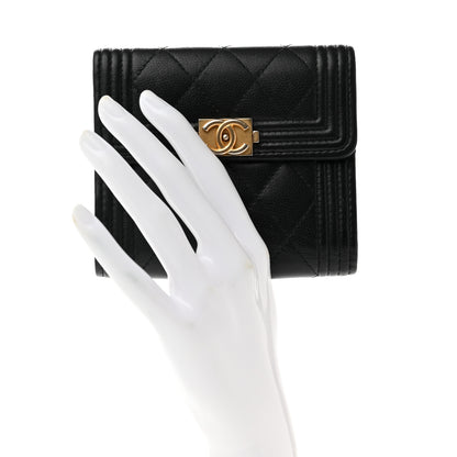 Chanel Caviar Quilted Compact Boy Wallet Black 2 of 9