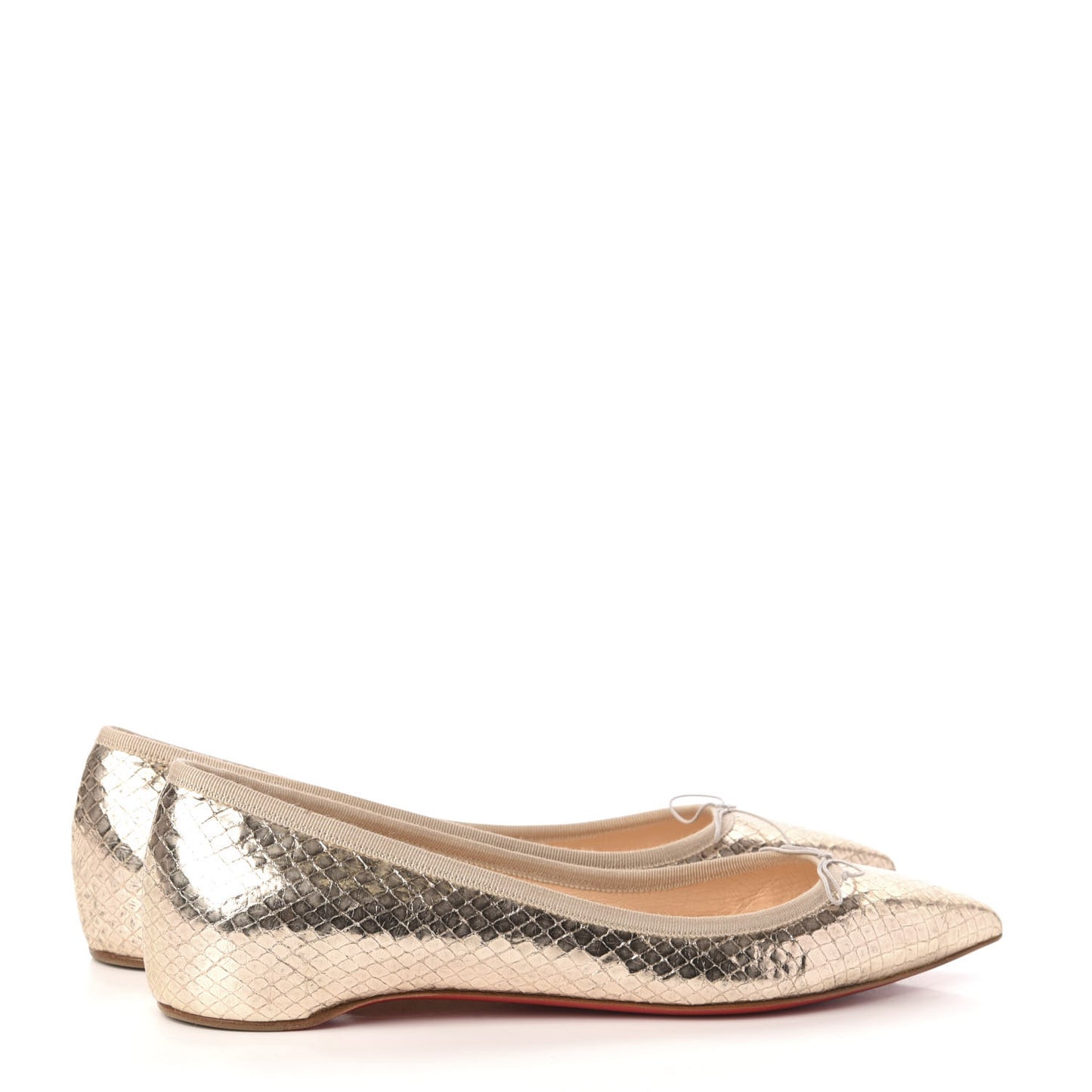 Metallic Snakeskin Embossed Solasofia Flats 39 Gold