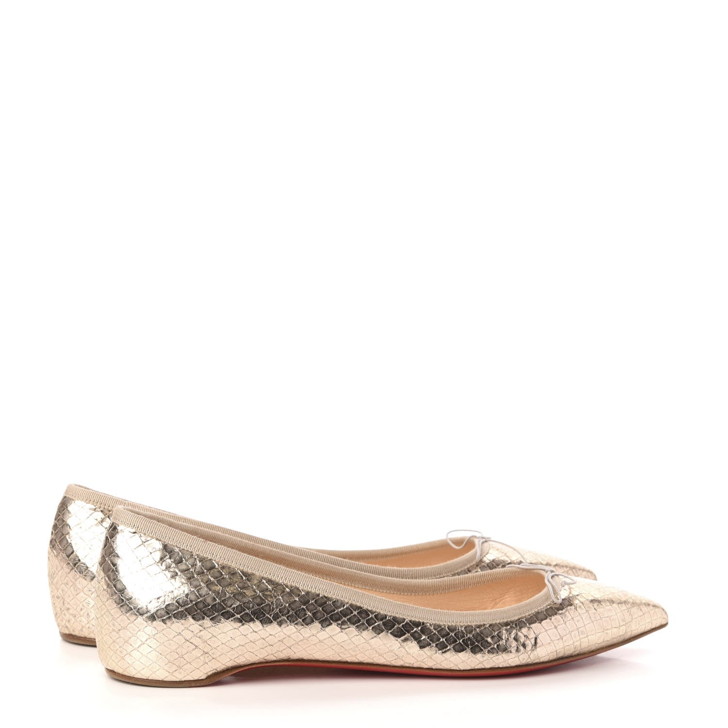 Christian Louboutin Metallic Snakeskin Embossed Solasofia Flats 39 Gold 4 of 8