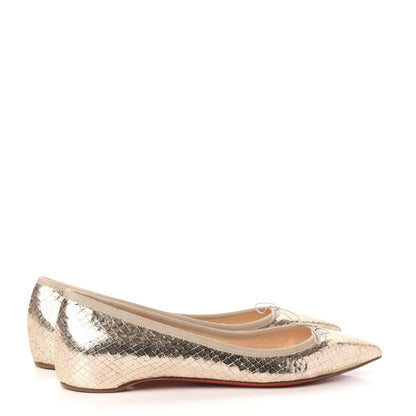 Christian Louboutin Metallic Snakeskin Embossed Solasofia Flats 39 Gold 4 of 8