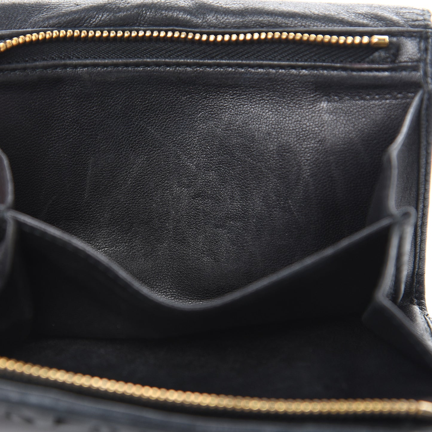 Nappa Matelasse Tri-Fold Flap Wallet Black
