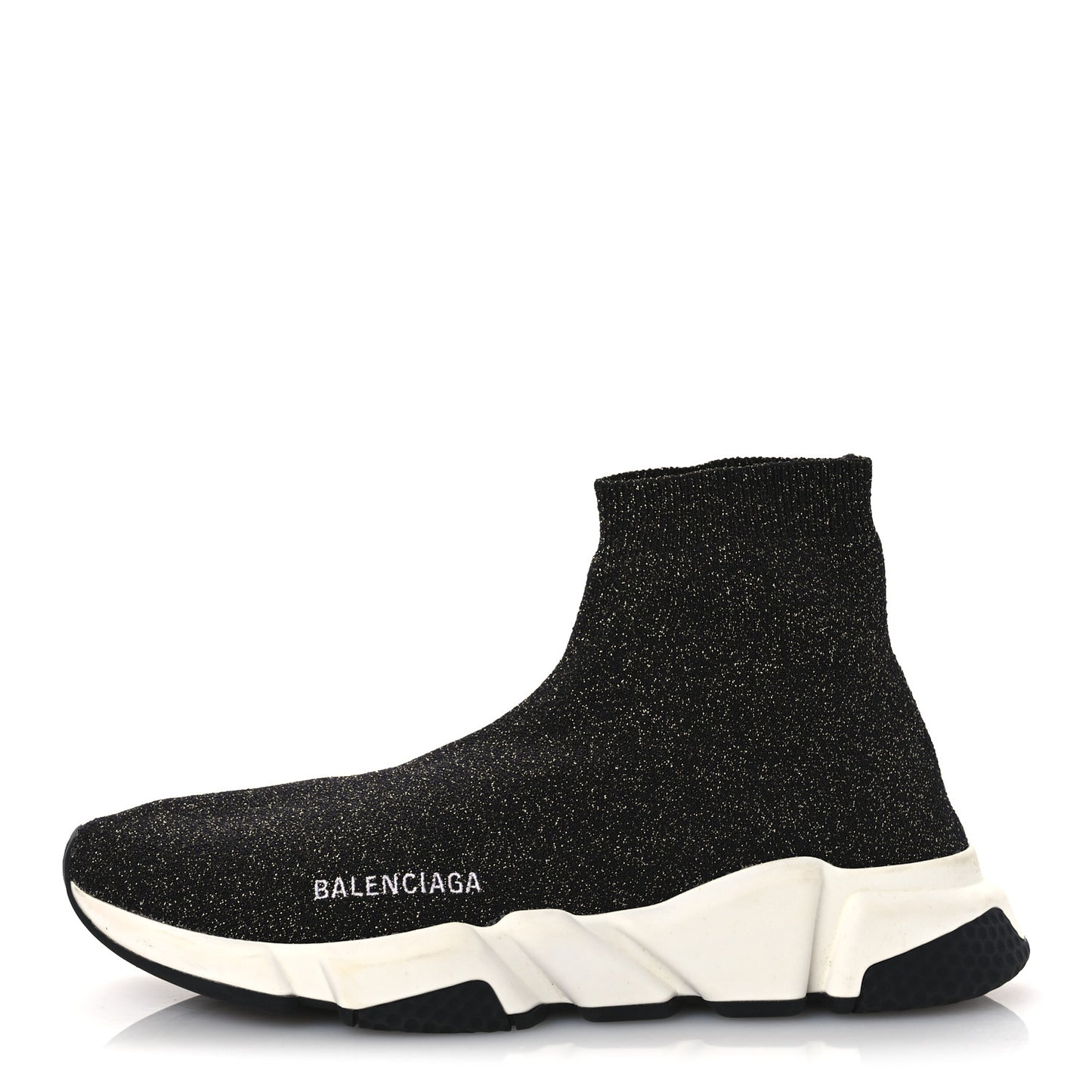 Metallic Knit Womens Speed Sneakers 41 Black Gold
