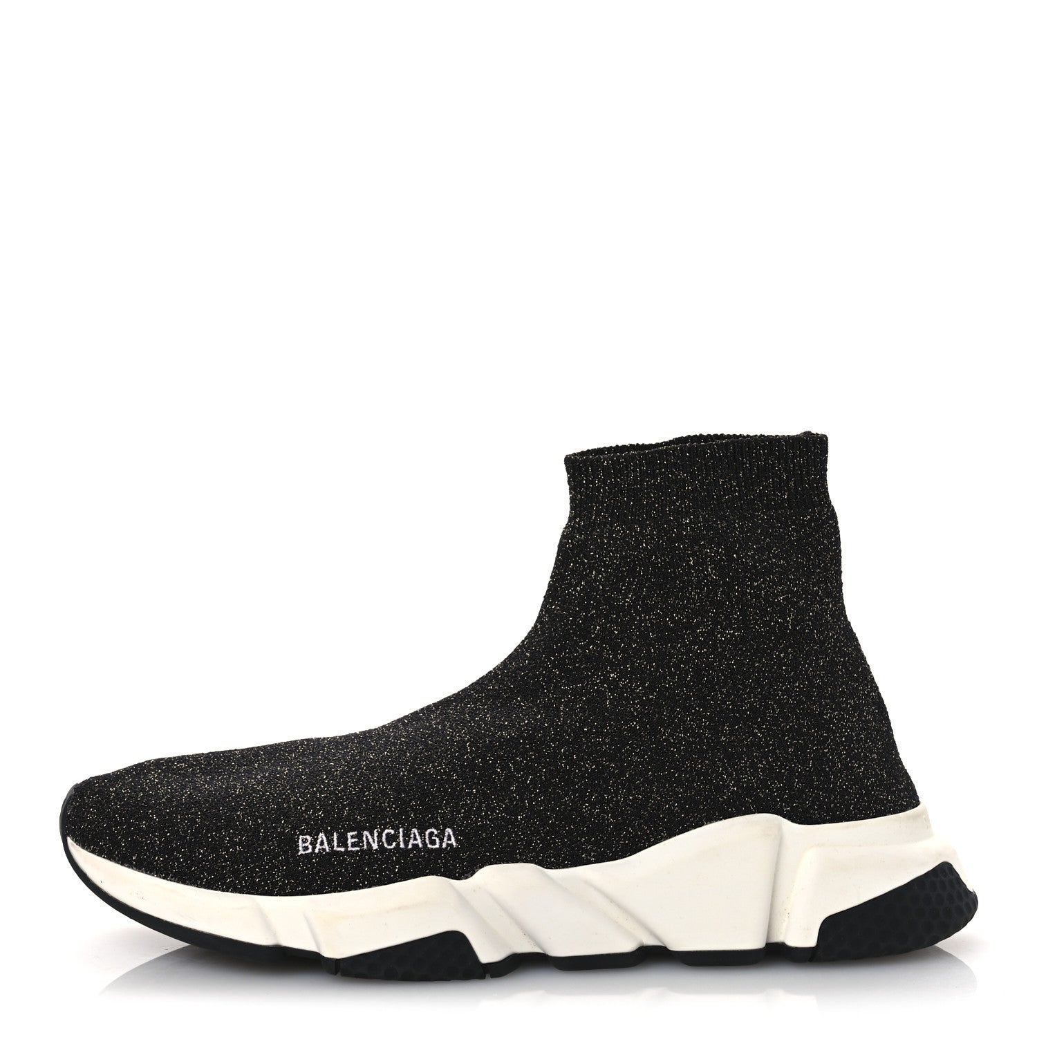 Balenciaga Metallic Knit Womens Speed Sneakers 41 Black Gold 1 of 11