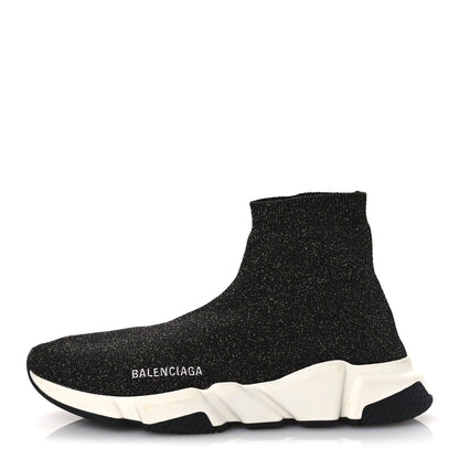 Balenciaga Metallic Knit Womens Speed Sneakers 41 Black Gold 1 of 11