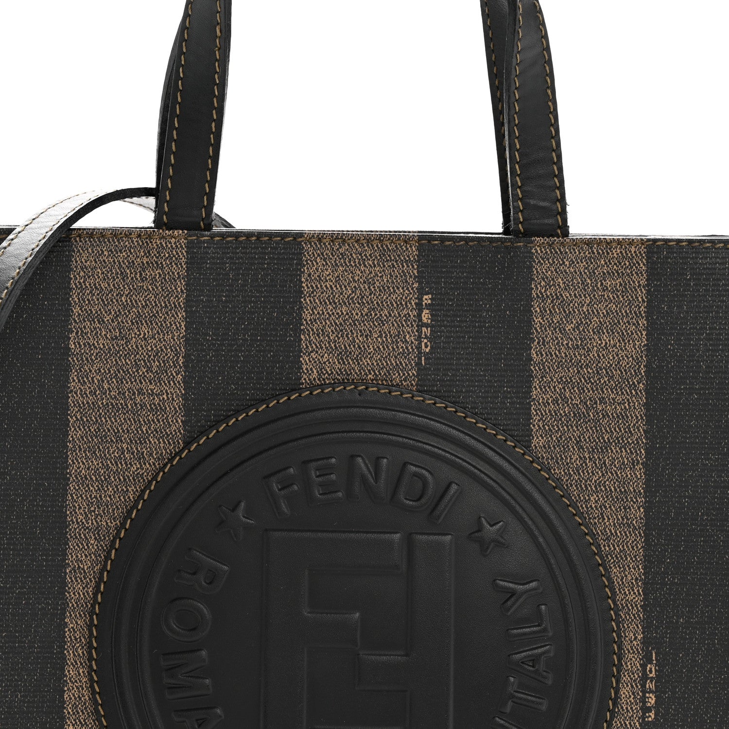 Fendi Pequin Spalmati Backpack Tote Tobacco Black 7 of 12