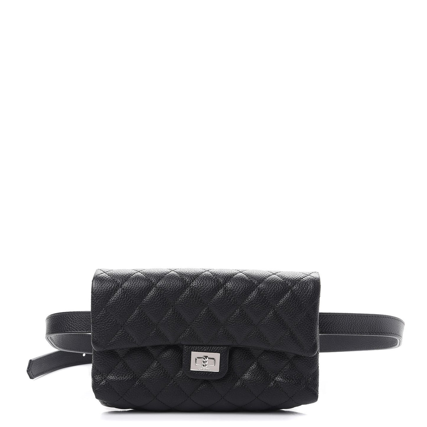 Grained Calfskin Quilted 2.55 Reissue Flap Belt Bag Clutch Black