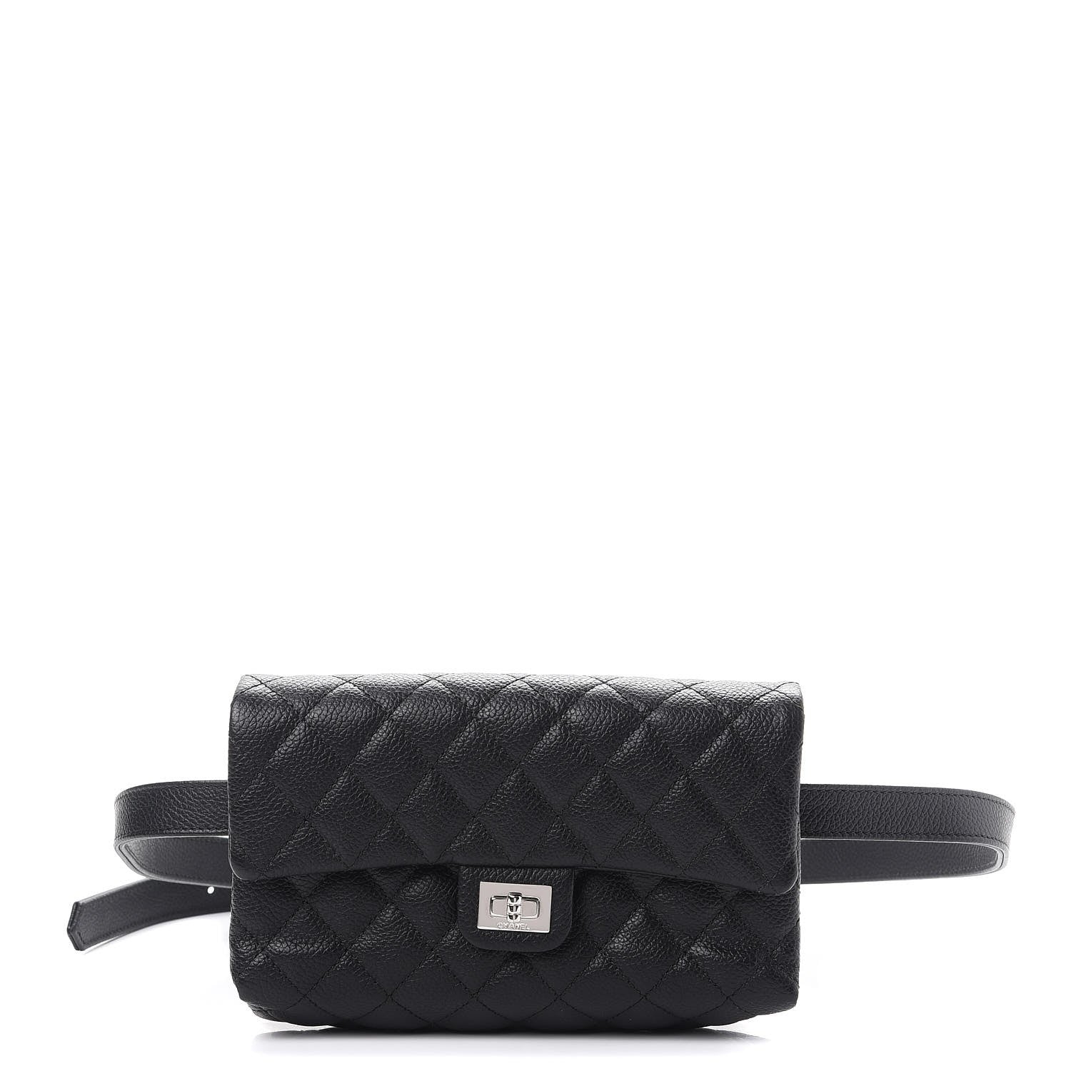 Chanel Grained Calfskin Quilted 2.55 Reissue Flap Belt Bag Clutch Black 1 of 7