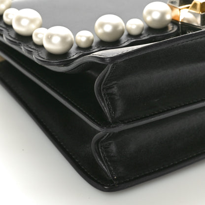Fendi Vitello Liberty Pearl Scalloped Studded Small Kan I Shoulder Bag Black 9 of 11