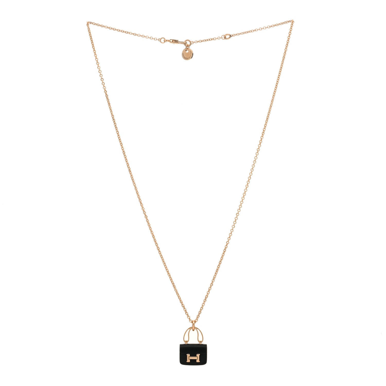 Hermes 18K Rose Gold Black Jade Constance Amulettes Pendant Necklace 2 of 3