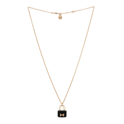 Hermes 18K Rose Gold Black Jade Constance Amulettes Pendant Necklace 2 of 3