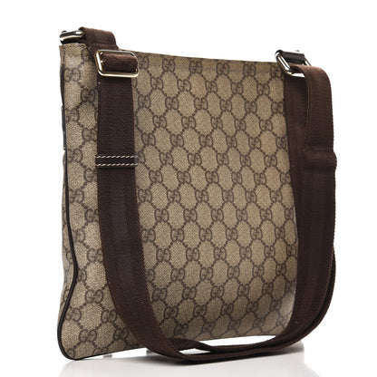 Gucci GG Supreme Monogram Selleria Calfskin Small Flat Side Zip Messenger Bag Beige Ebony Cocoa Dark Chocolate 3 of 11