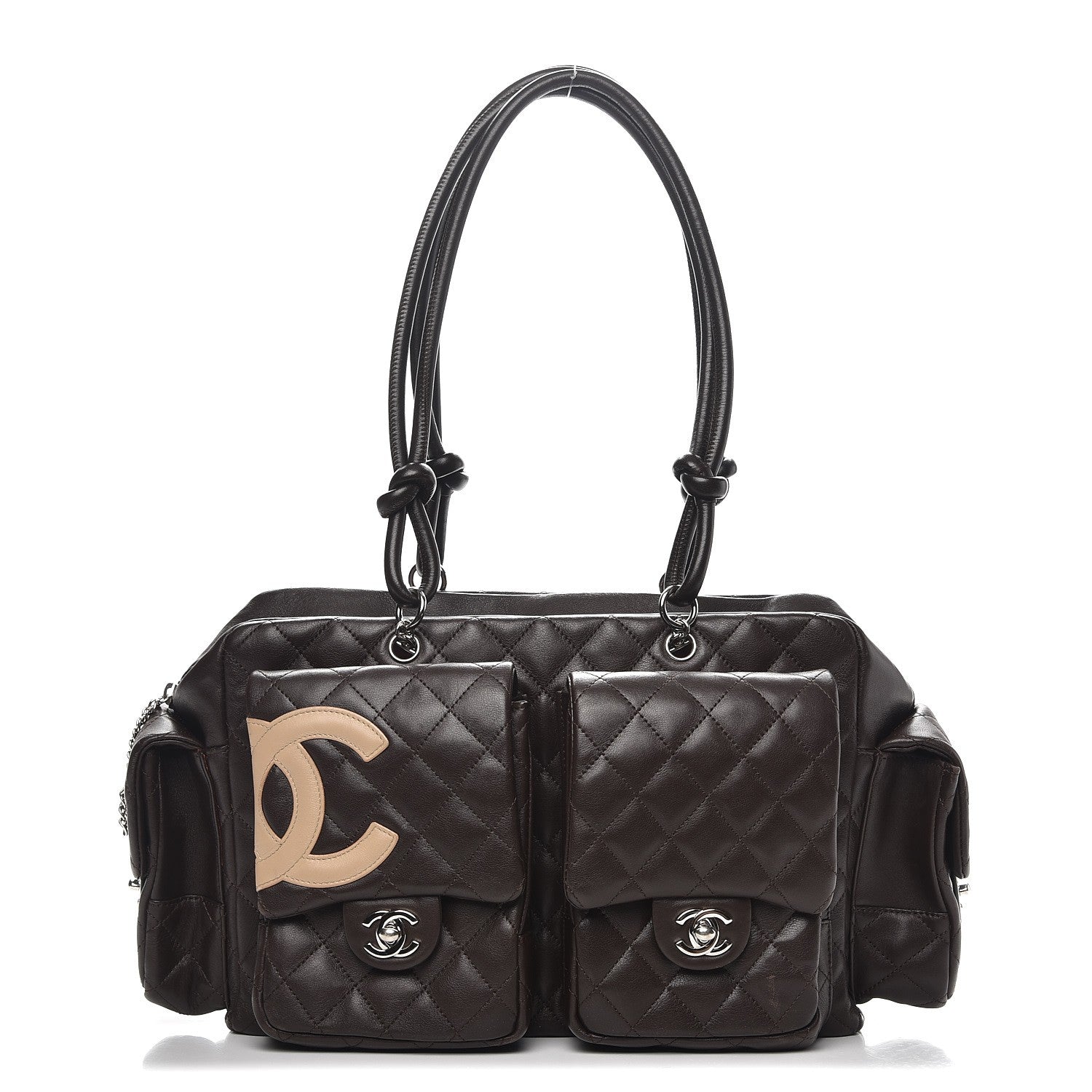 Chanel Calfskin Quilted Large Cambon Multipocket Reporter Brown Beige 1 of 14
