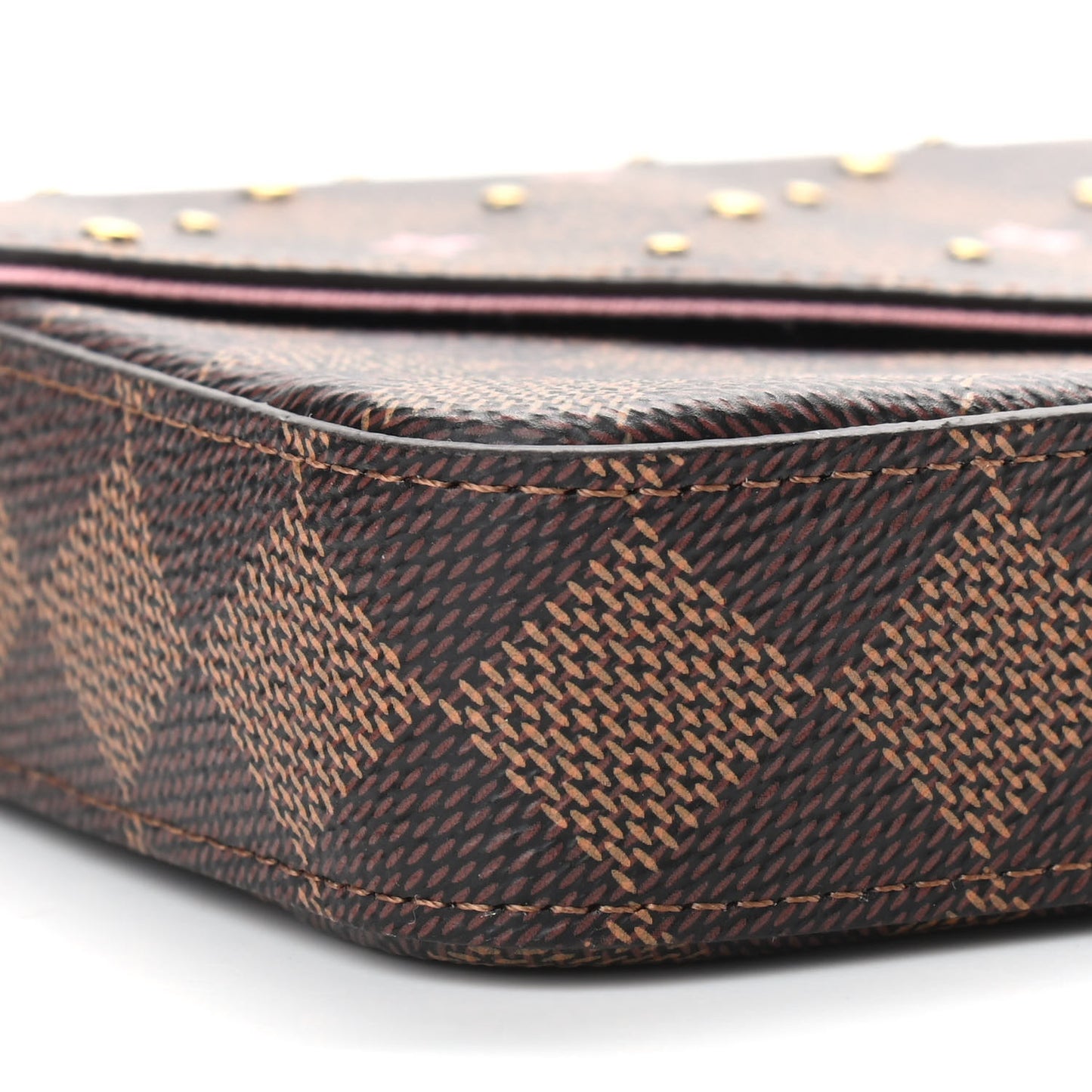 Damier Ebene Studded Pochette Felicie Chain Wallet