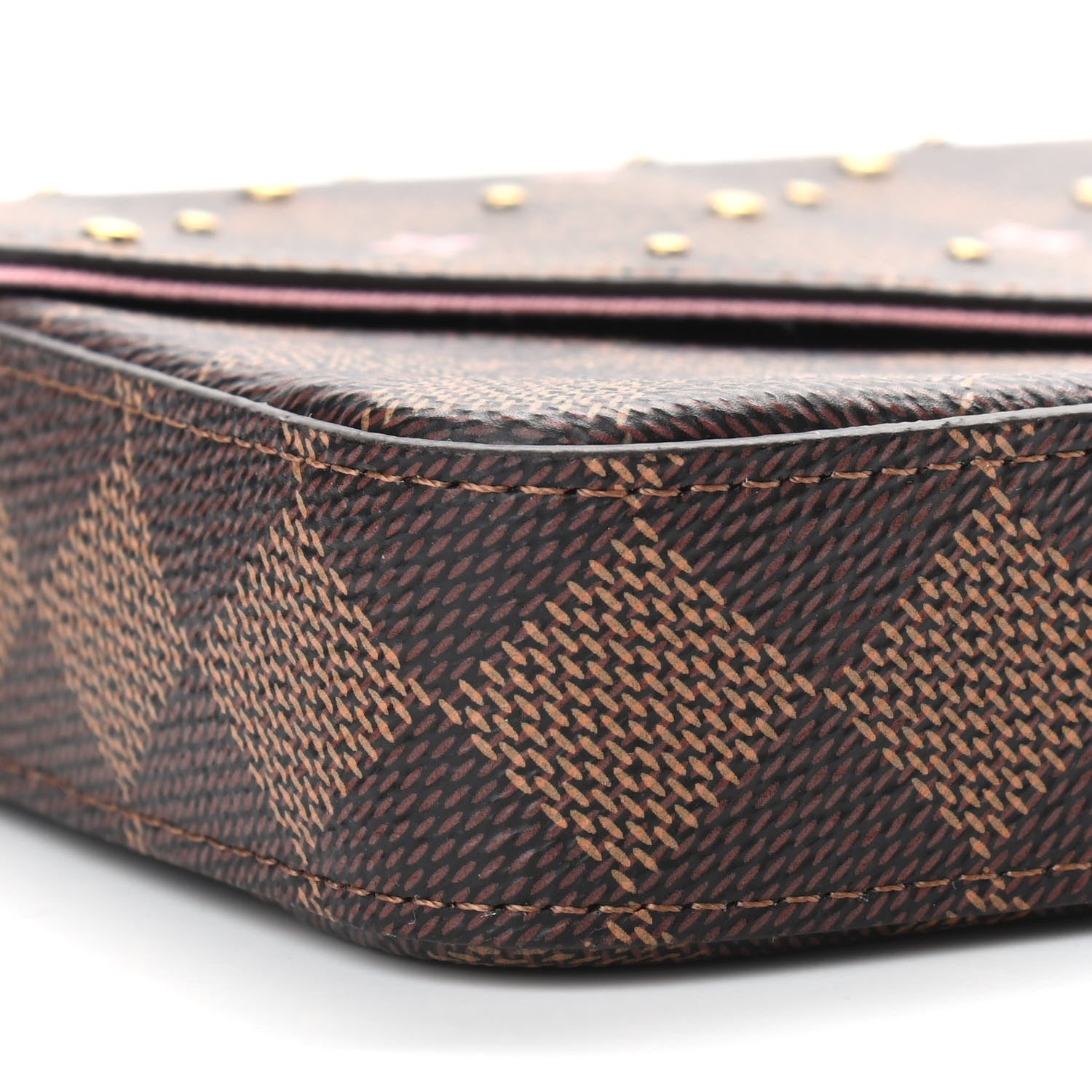 Louis Vuitton Damier Ebene Studded Pochette Felicie Chain Wallet 8 of 9