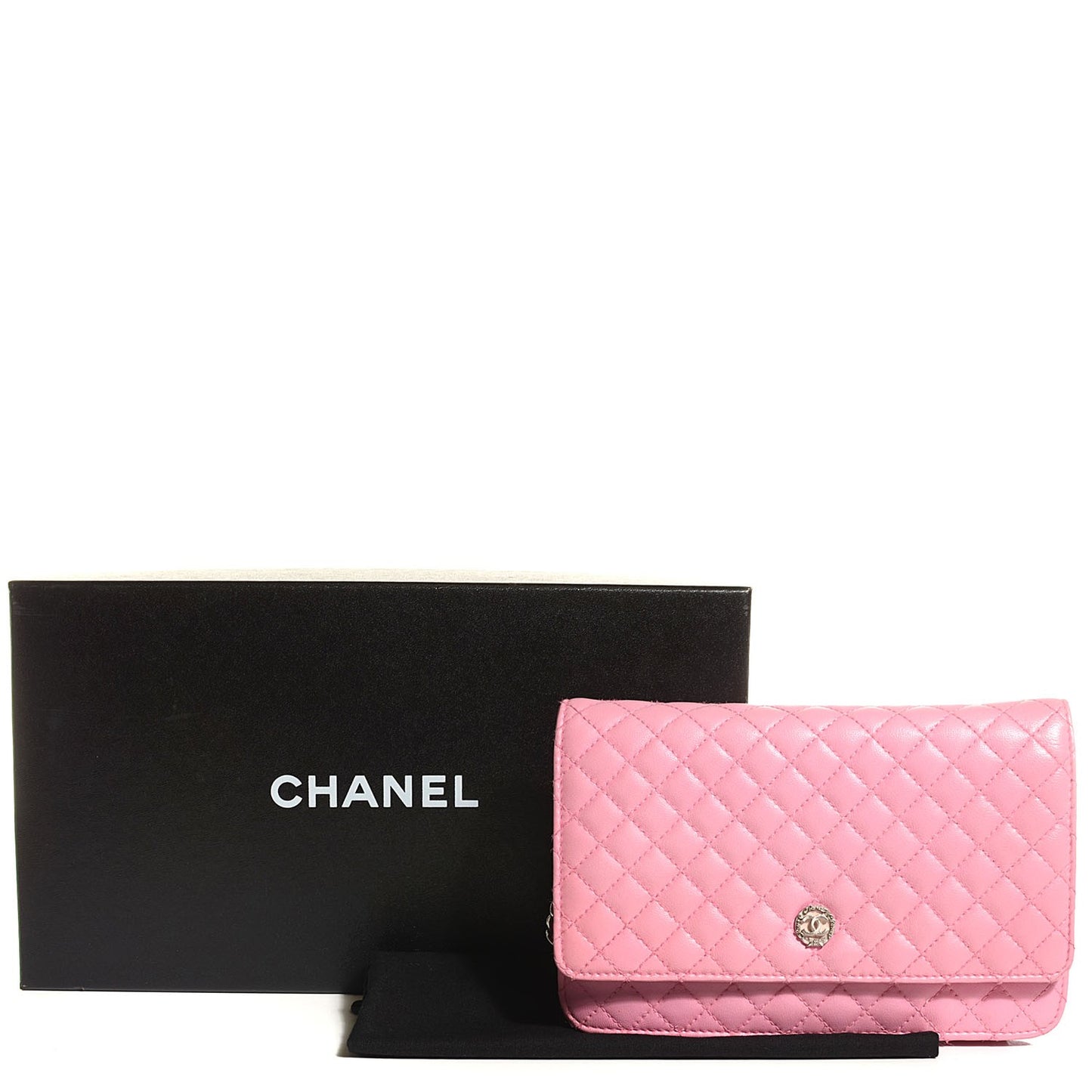 Lambskin Micro Quilted Wallet On Chain WOC Pink