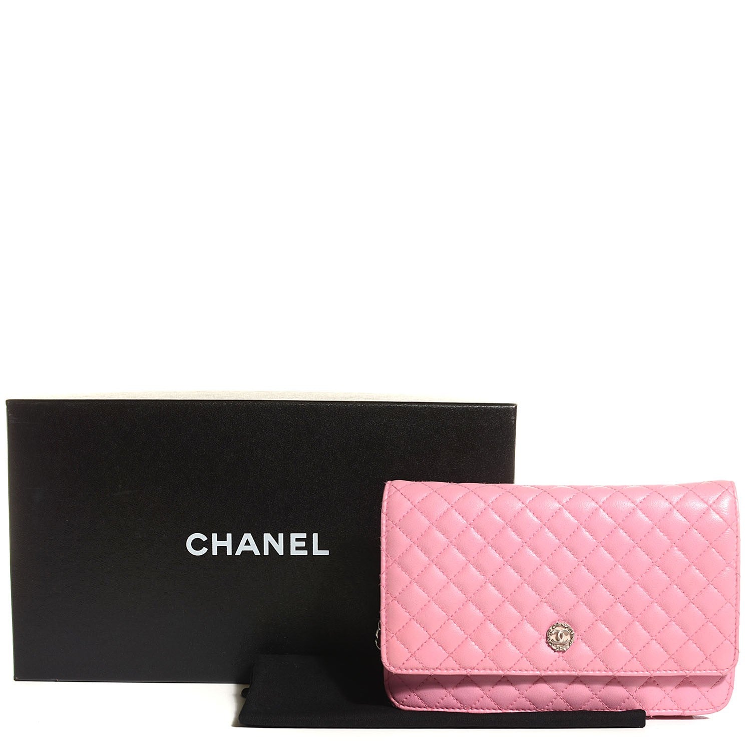 Chanel Lambskin Micro Quilted Wallet On Chain WOC Pink 9 of 9