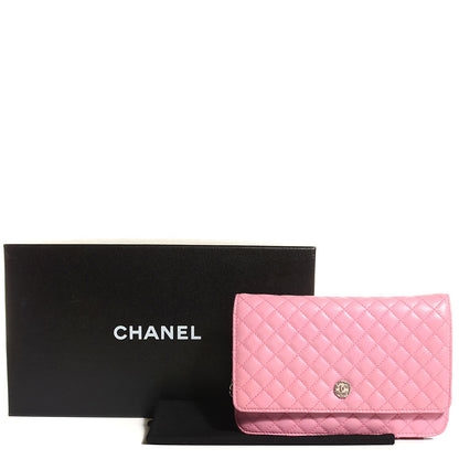 Chanel Lambskin Micro Quilted Wallet On Chain WOC Pink 9 of 9