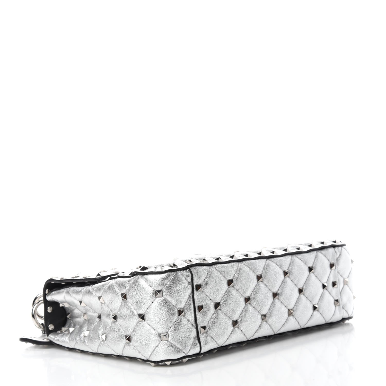 Valentino Garavani Metallic Nappa Medium Rockstud Spike Shoulder Bag Silver 4 of 11