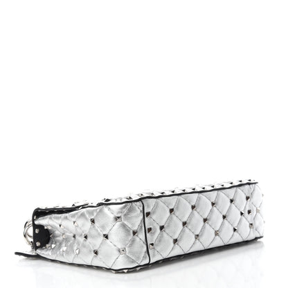 Valentino Garavani Metallic Nappa Medium Rockstud Spike Shoulder Bag Silver 4 of 11