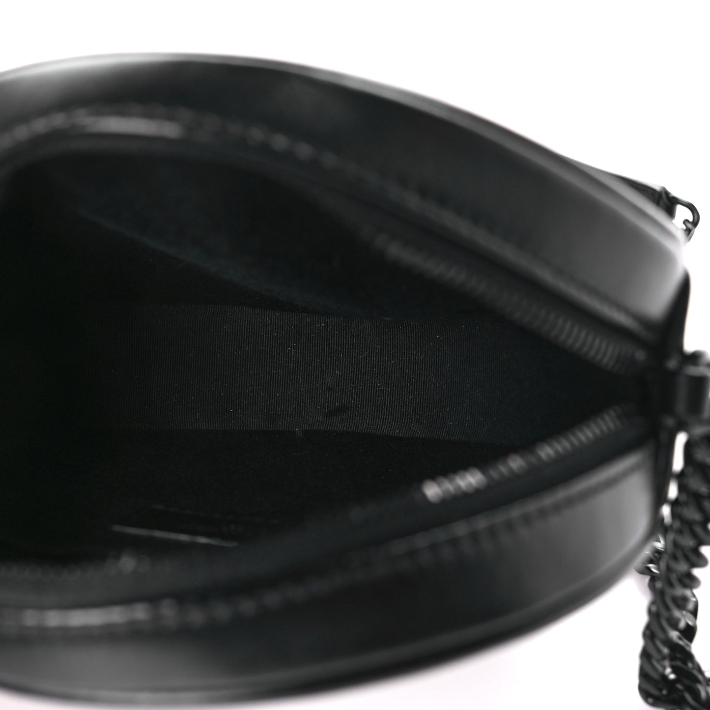 Calfskin Matelasse Chevron Round Vinyle Camera Bag Black