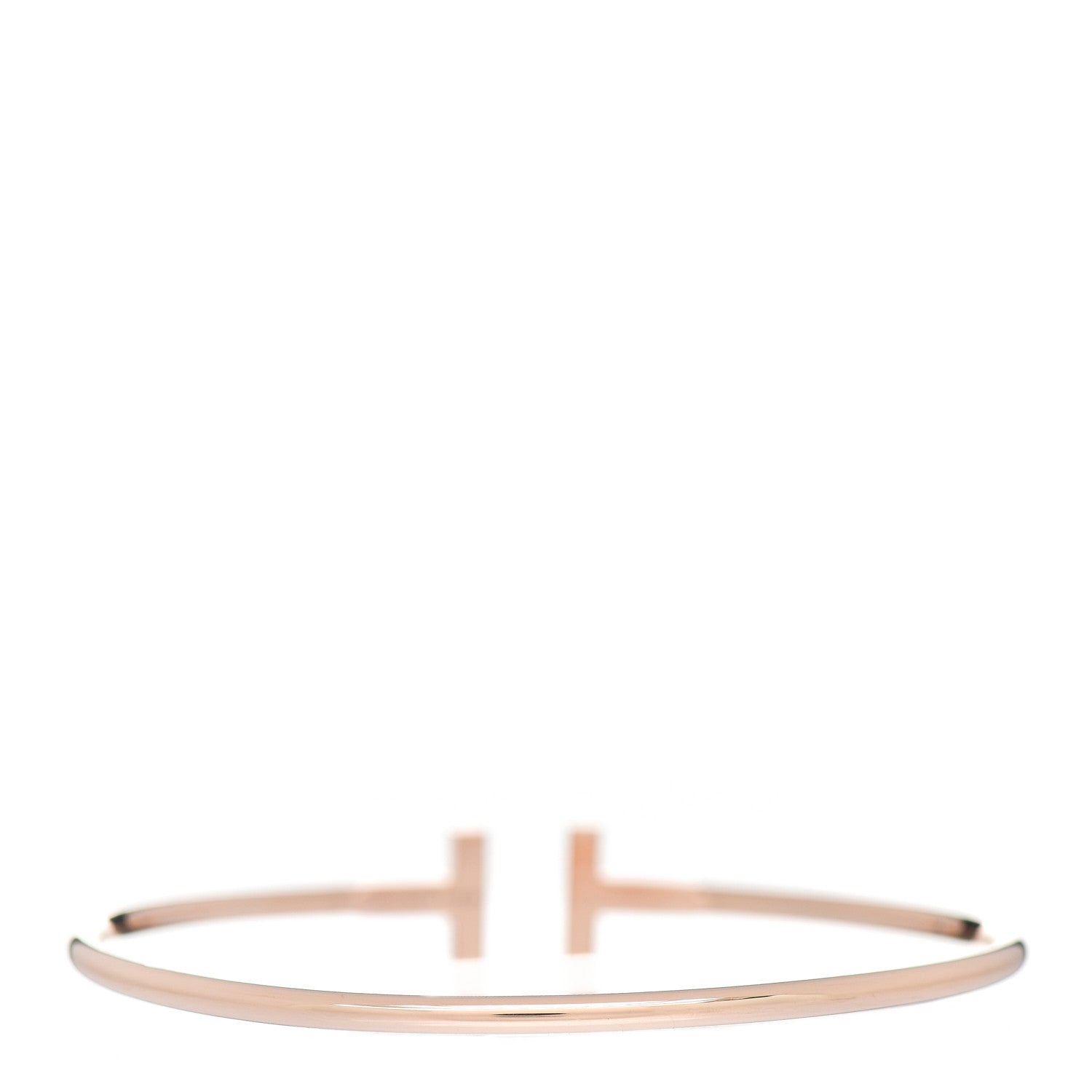 Tiffany 18K Rose Gold Diamond T Wire Bracelet 2 of 4
