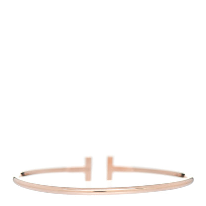 Tiffany 18K Rose Gold Diamond T Wire Bracelet 2 of 4