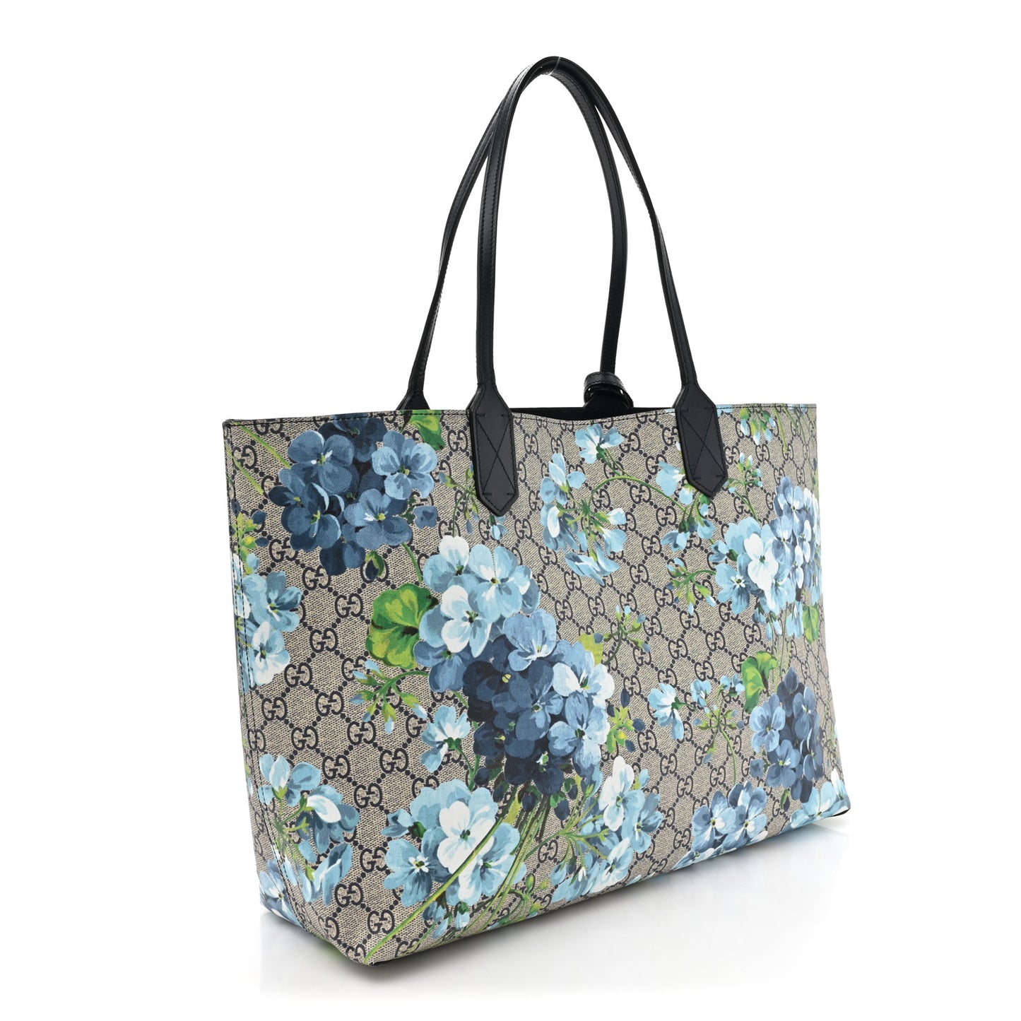 GG Supreme Monogram Blooms Medium Reversible Tote Beige Blue