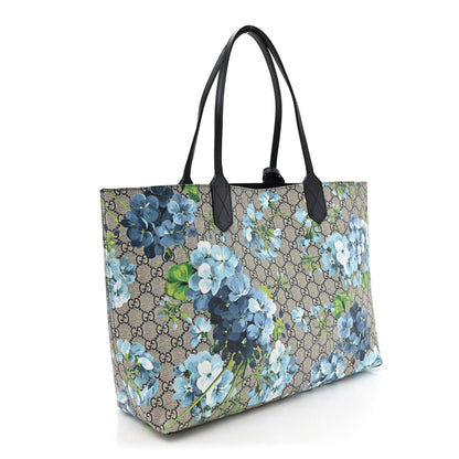 Gucci GG Supreme Monogram Blooms Medium Reversible Tote Beige Blue 4 of 22