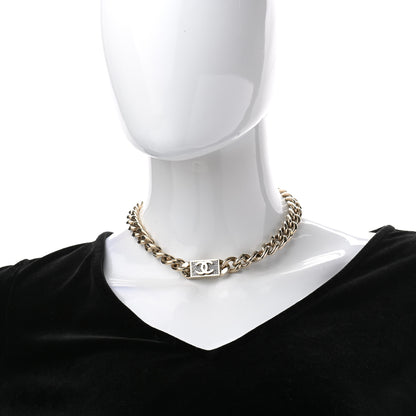 Chanel Crystal CC Chain Link Choker Necklace Gold 2 of 5