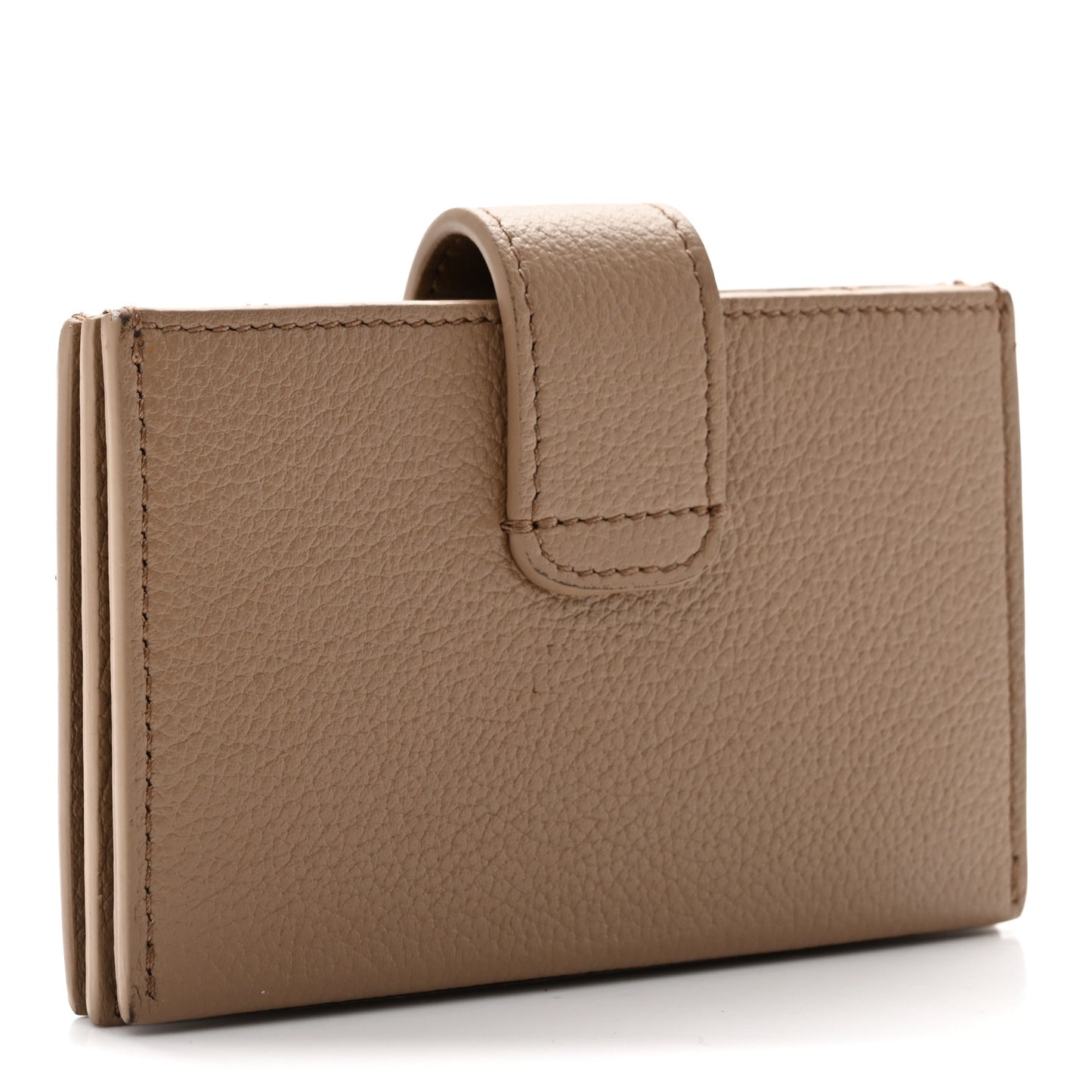 Grained Calfskin Triomphe Fine Strap Accordion Wallet SAFARI