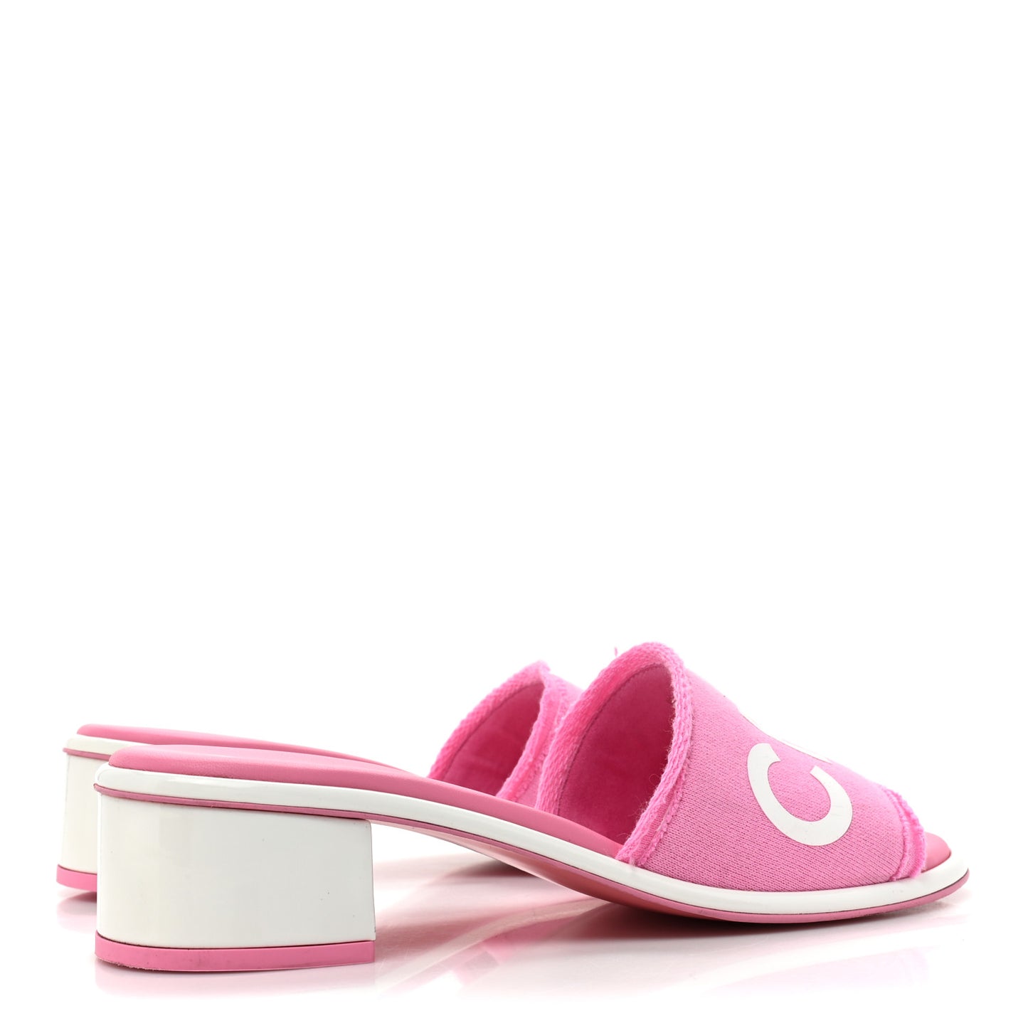 Cotton Logo Mule Sandals 37.5 Pink White