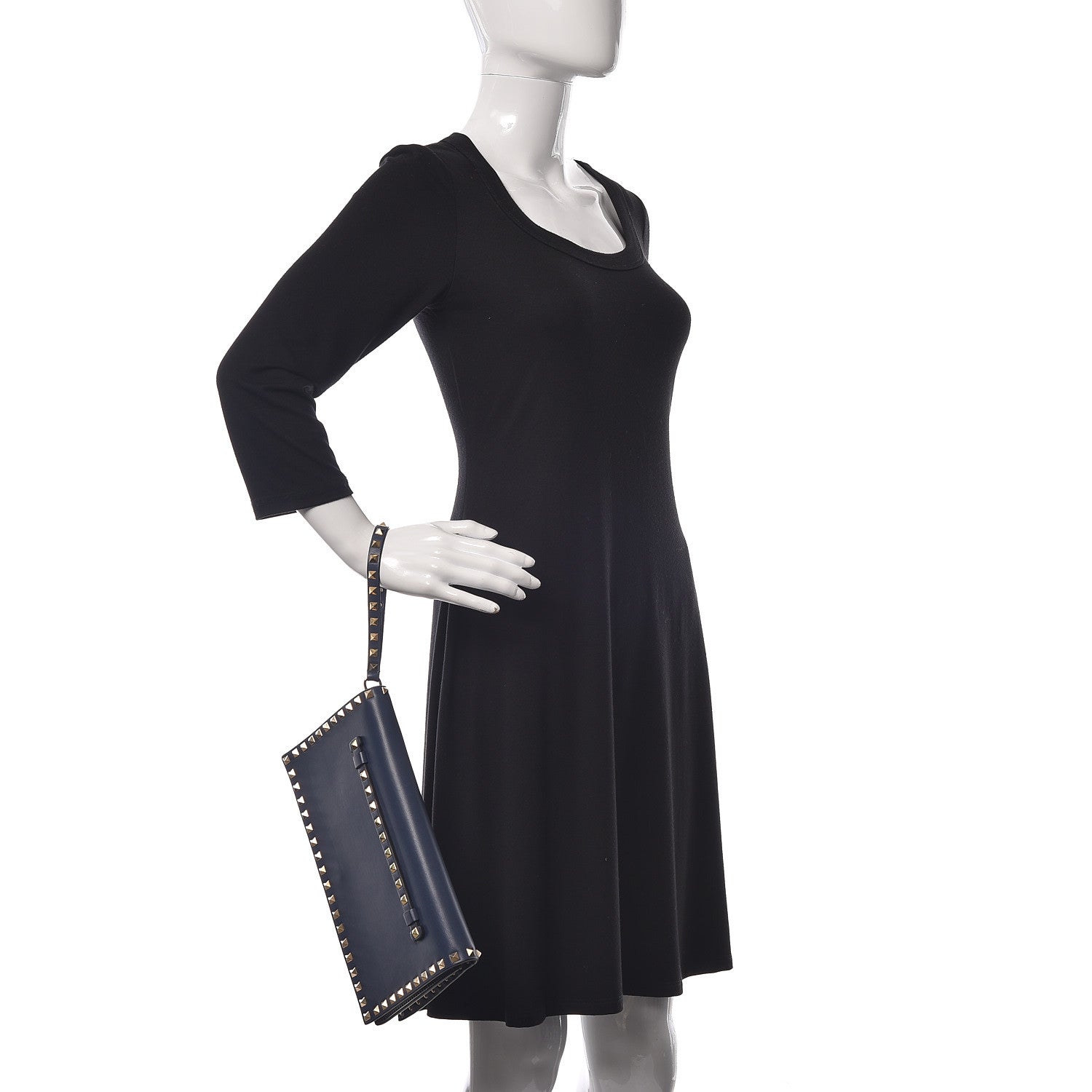 Valentino Garavani Nappa Rockstud Wristlet Clutch Indigo 2 of 9
