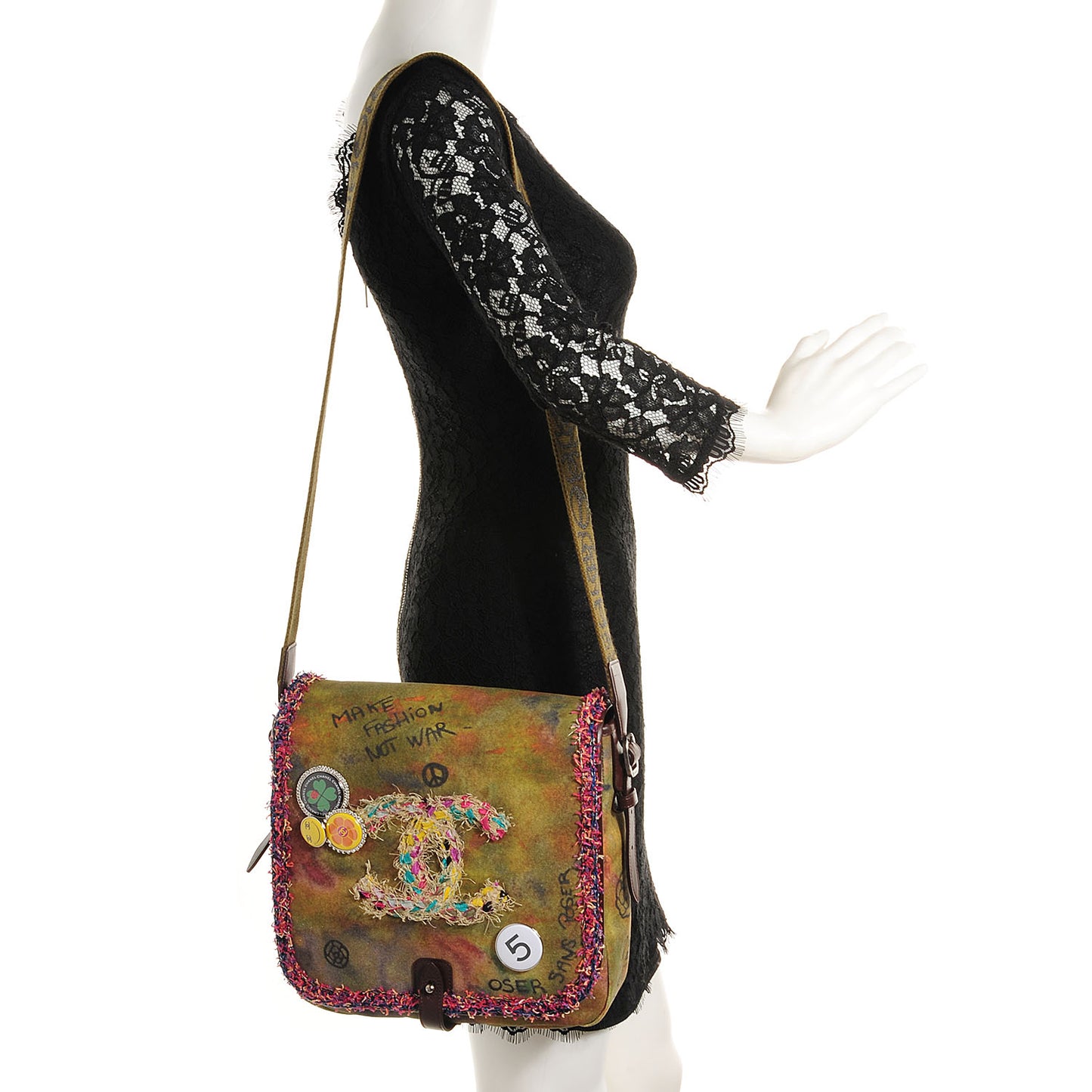 Washed Toile Graffiti On The Pavements Messenger Khaki Multicolor